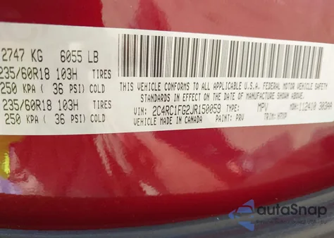 2018 Chrysler Pacifica Touring Plus z USA, uszkodzony, nr VIN 2C4RC1FG2JR150059